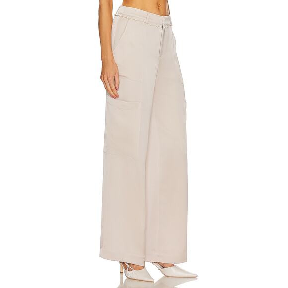 Song of Style Ayah Cargo Trousers Champagne Tan Pants‎ Satin Straight Leg Sz S - Picture 2 of 16